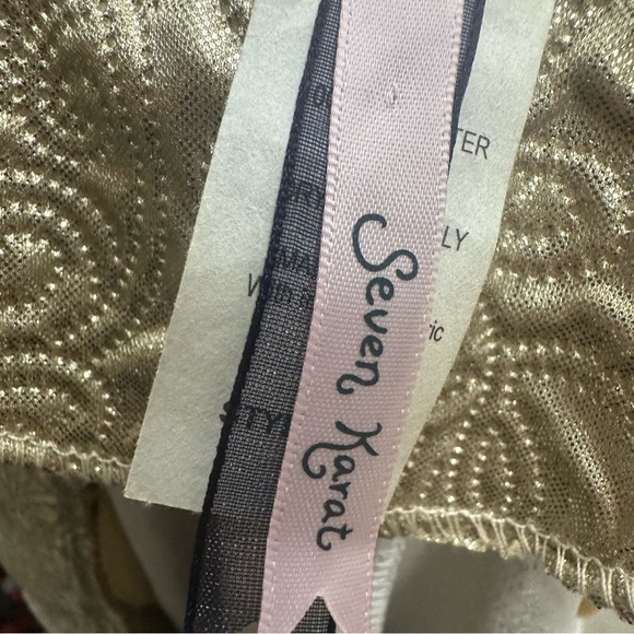 Seven Karat Metallic Gold Button Front Lightweight Quilted Look Blazer Womens M - Picture 4 of 4